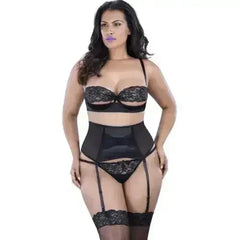 SATIN & SHEER LACE GARTER BELT OH LA LA CHERI (OH3129) - Femstylo
