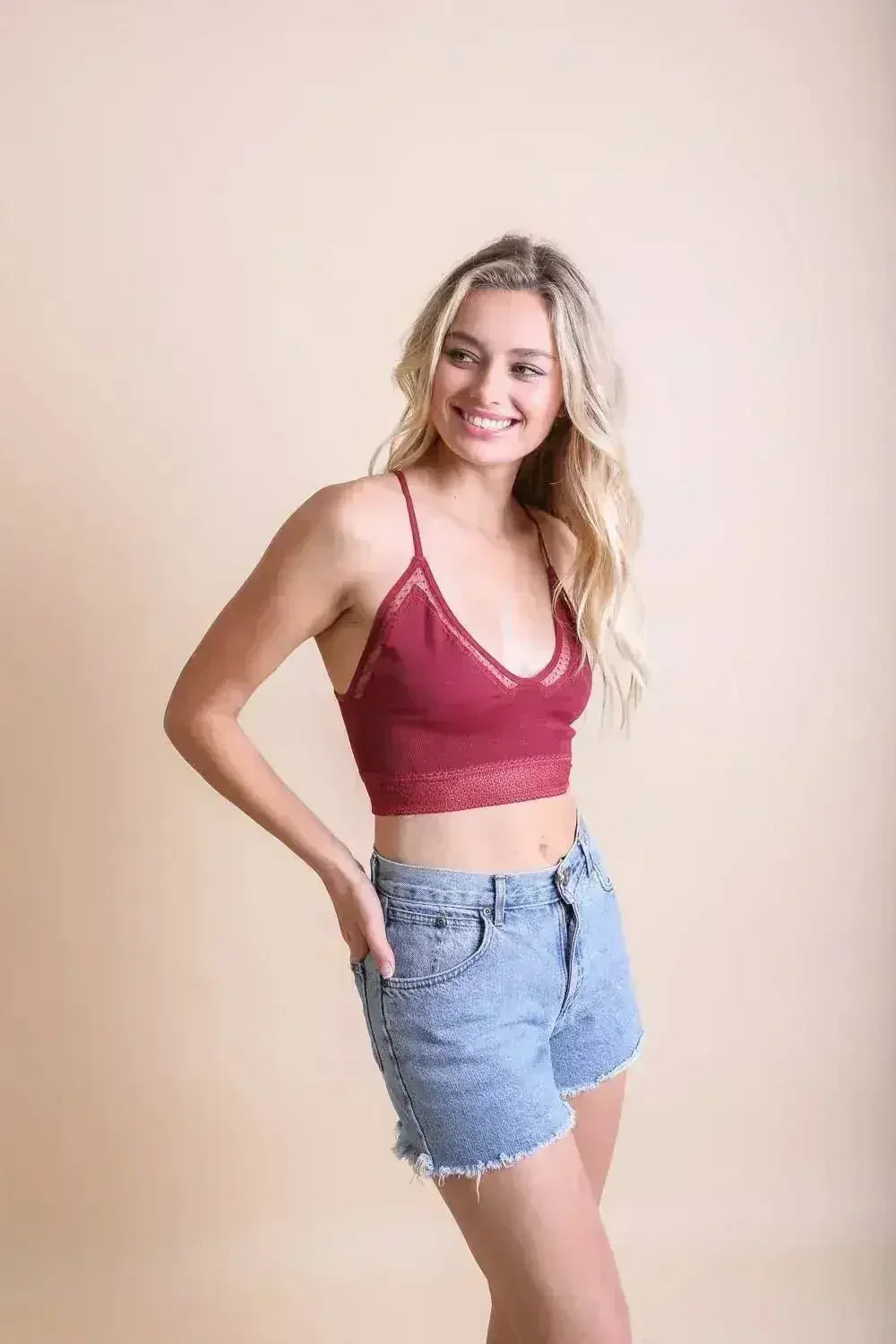 Seamless Polkadot Lace Trim Bralette - Femstylo