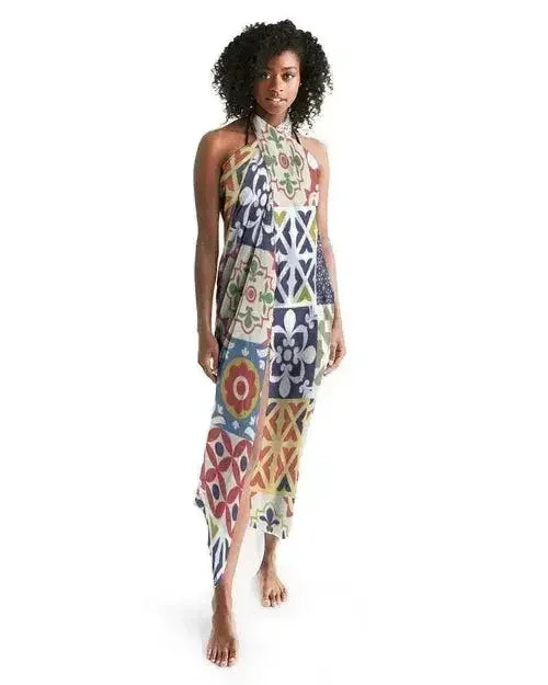 Sheer Swimsuit Cover Up Abstract Print Multicolor - Femstylo