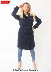 Double-Breasted Trench Coat - UK Made Polyester Blend | Femstylo - Femstylo