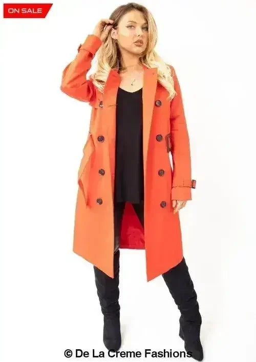 Double-Breasted Trench Coat - UK Made Polyester Blend | Femstylo - Femstylo