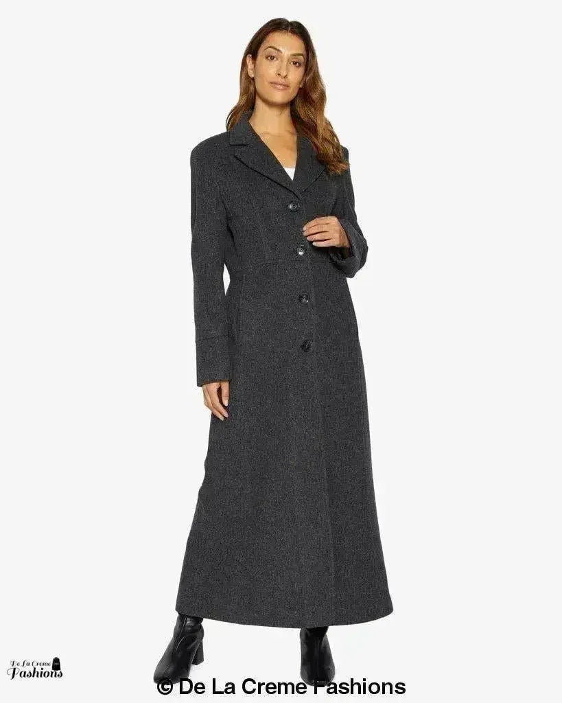 Slim Fit Wool Blend Longline Maxi Coat (1816) - Femstylo