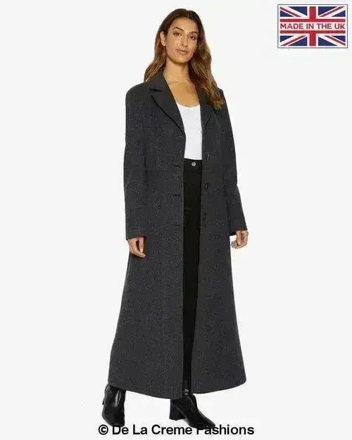 Slim Fit Wool Blend Longline Maxi Coat (1816) - Femstylo