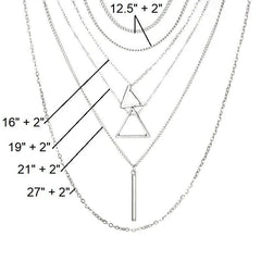 Double Triangle Multilayer Necklace