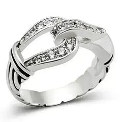 SS050 - Silver 925 Sterling Silver Ring with AAA Grade CZ in Clear - Femstylo
