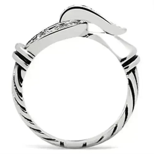 SS050 - Silver 925 Sterling Silver Ring with AAA Grade CZ in Clear - Femstylo