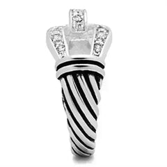 SS050 - Silver 925 Sterling Silver Ring with AAA Grade CZ in Clear - Femstylo