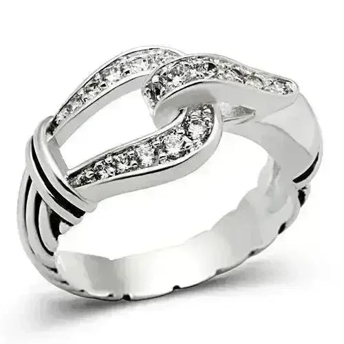 SS050 - Silver 925 Sterling Silver Ring with AAA Grade CZ in Clear - Femstylo