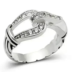 SS050 - Silver 925 Sterling Silver Ring with AAA Grade CZ in Clear - Femstylo
