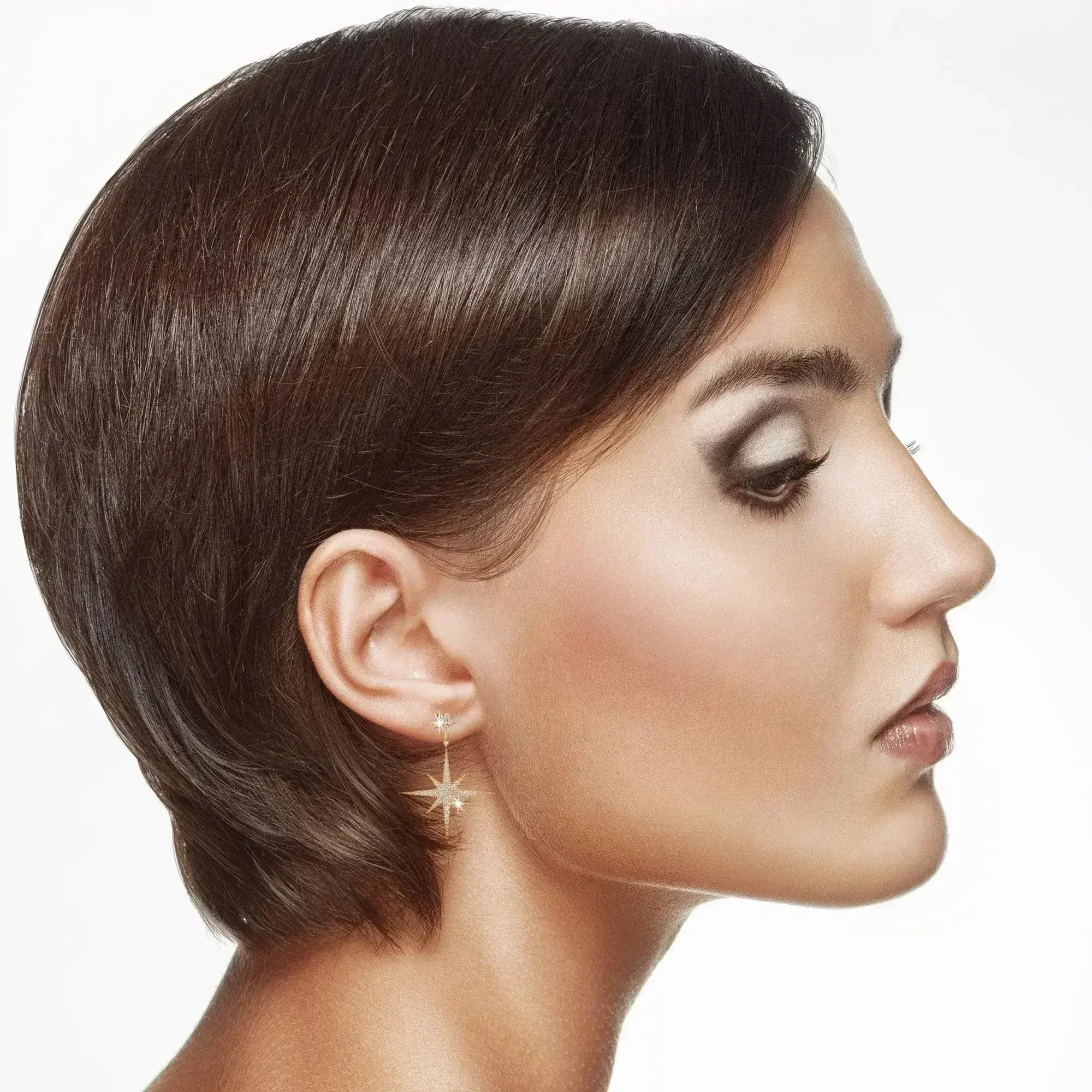 Petite Star Burst Drop Earrings Gold - Femstylo