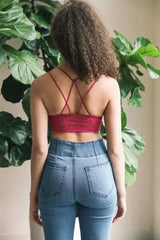 Strappy Back Geometric Lace Bralette - Femstylo