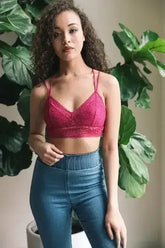 Strappy Back Geometric Lace Bralette - Femstylo