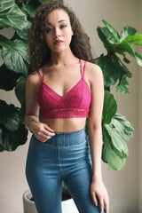 Strappy Back Geometric Lace Bralette - Femstylo
