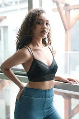 Strappy Back Geometric Lace Bralette - Femstylo