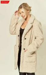Stud Button Borg Teddy Coat (1905) - Femstylo
