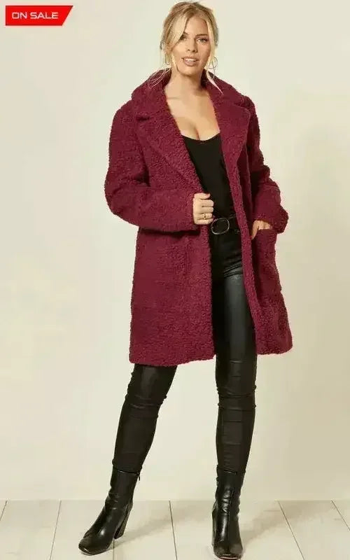 Stud Button Borg Teddy Coat (1905) - Femstylo