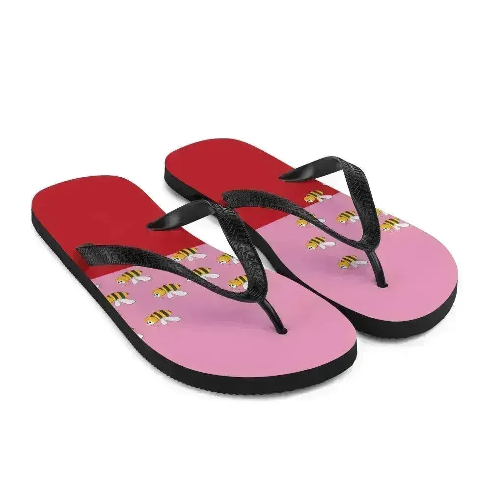 Pink and Red Bee Flip-Flops Adult and Child Flip Flop - Femstylo