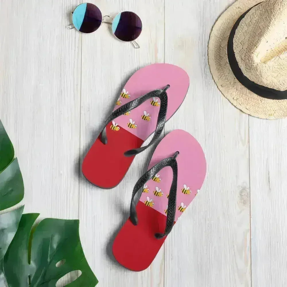 Pink and Red Bee Flip-Flops Adult and Child Flip Flop - Femstylo