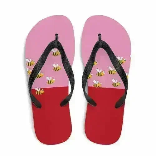 Pink and Red Bee Flip-Flops Adult and Child Flip Flop - Femstylo
