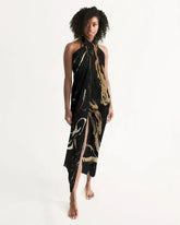 Sheer Swimsuit Cover Up Abstract Print Gold and Black - Femstylo