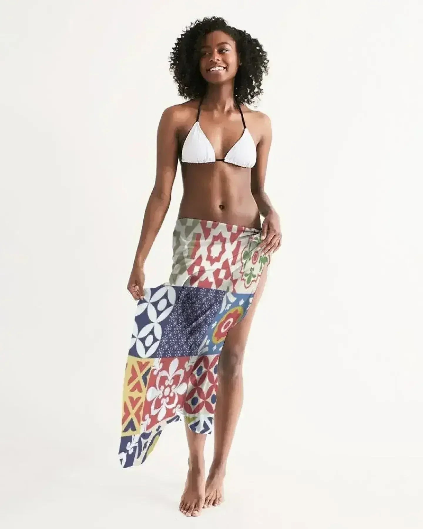 Sheer Swimsuit Cover Up Abstract Print Multicolor - Femstylo