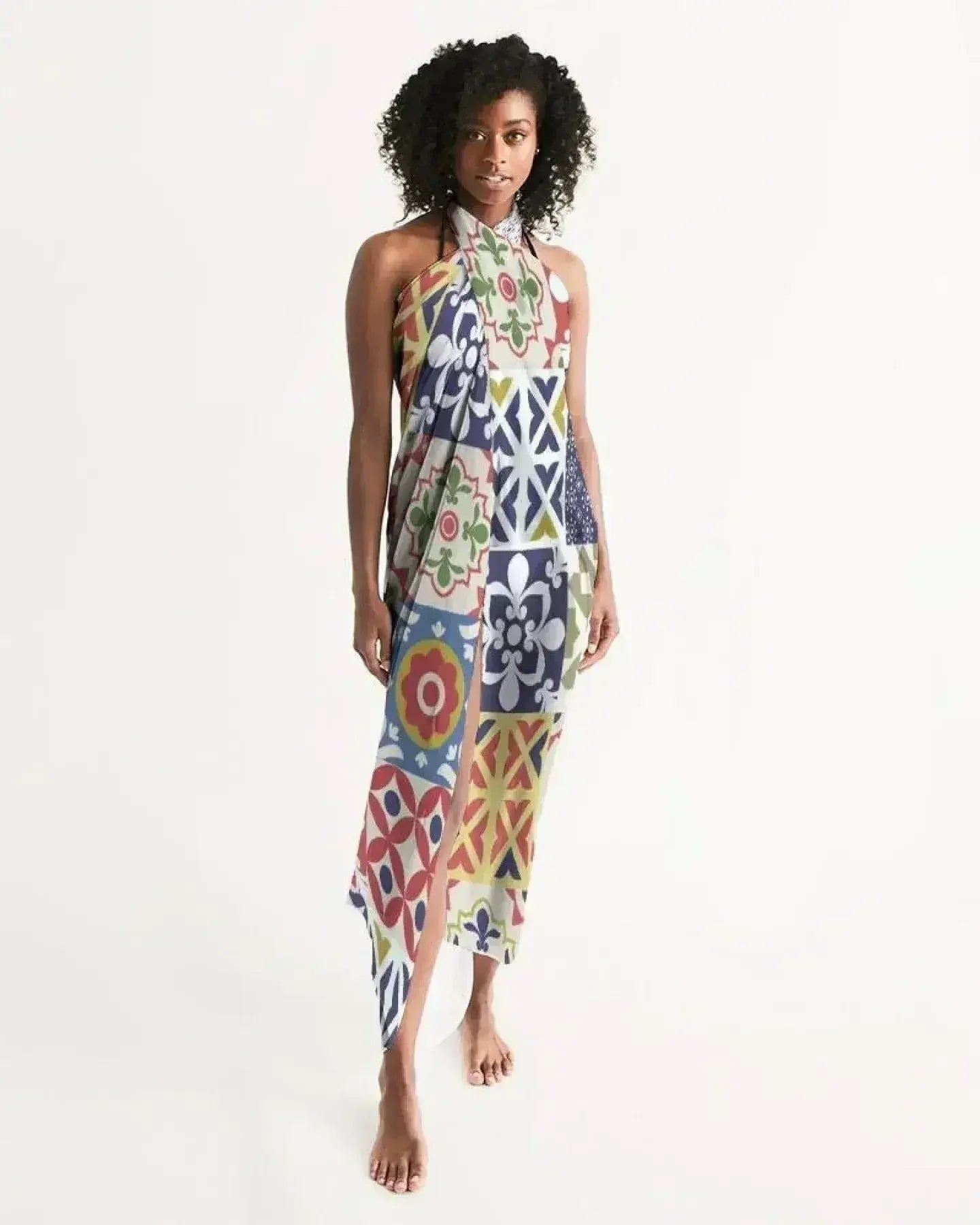 Sheer Swimsuit Cover Up Abstract Print Multicolor - Femstylo