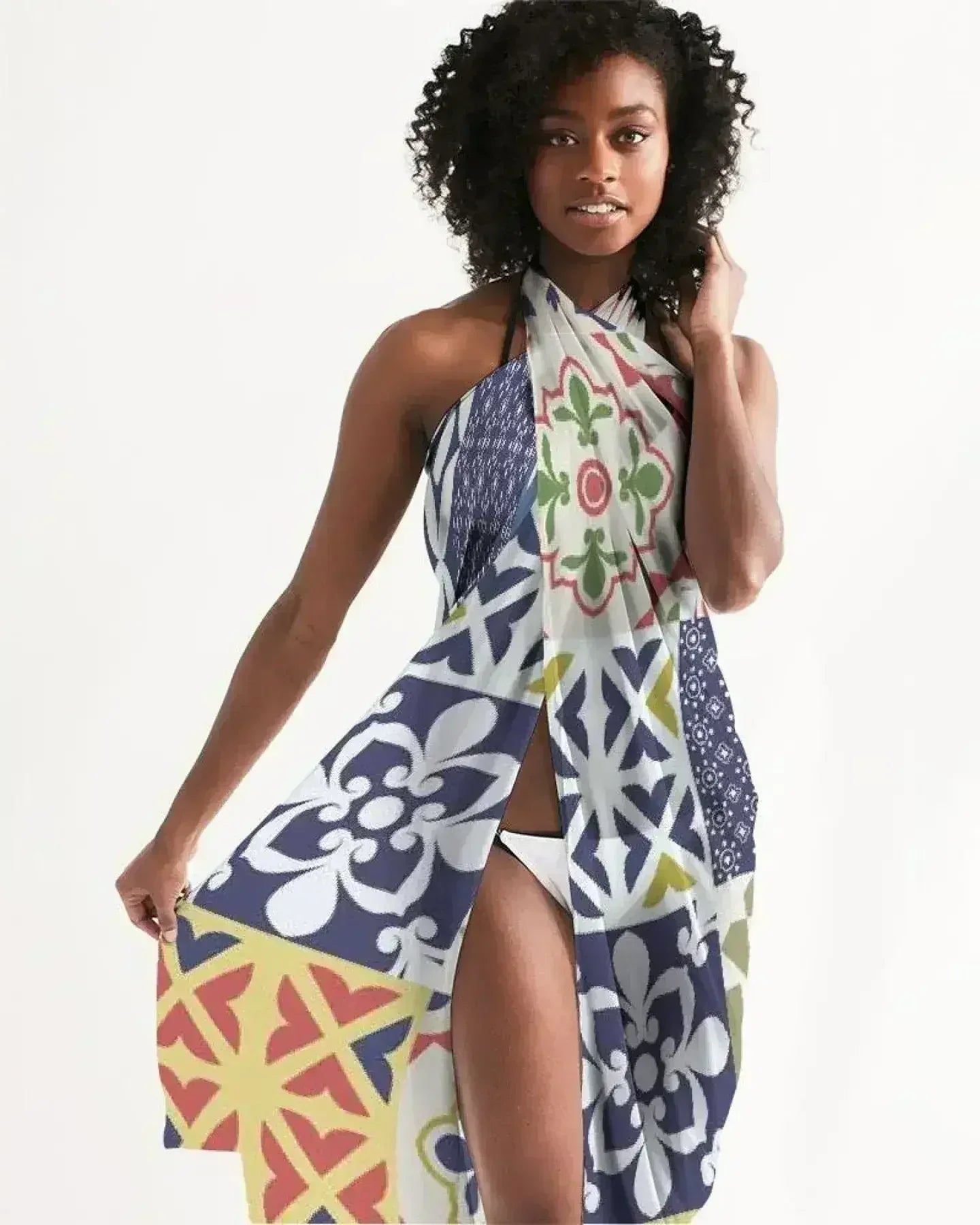 Sheer Swimsuit Cover Up Abstract Print Multicolor - Femstylo