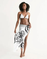 Sheer Sarong Swimsuit Cover Up Wrap / Love Black and White - Femstylo