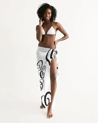 Sheer Sarong Swimsuit Cover Up Wrap / Love Black and White - Femstylo