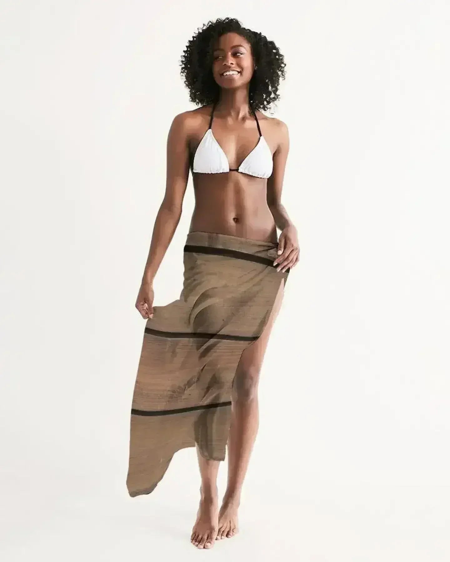 Sheer Sarong Swimsuit Cover Up Wrap / Brown Wood - Femstylo
