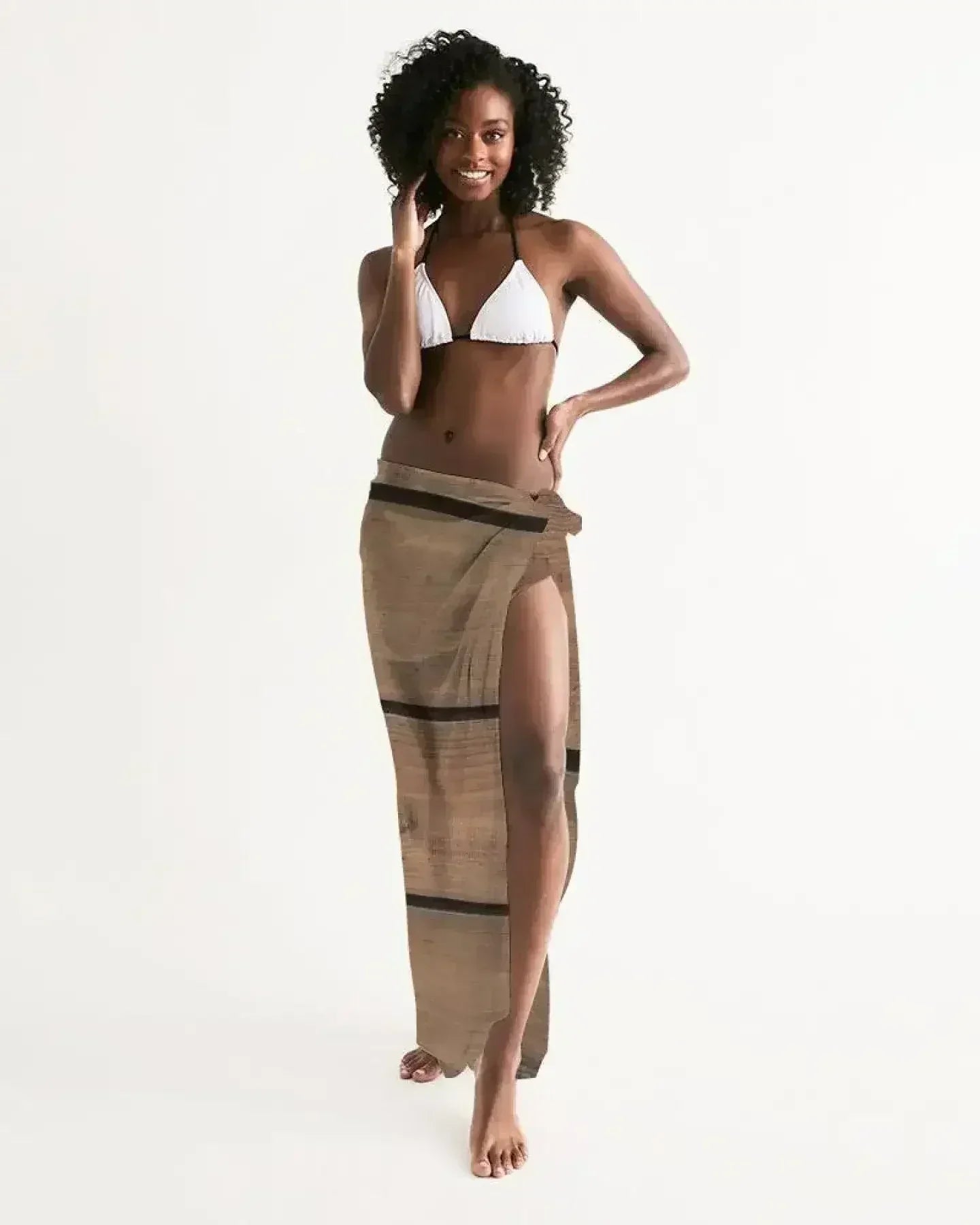 Sheer Sarong Swimsuit Cover Up Wrap / Brown Wood - Femstylo