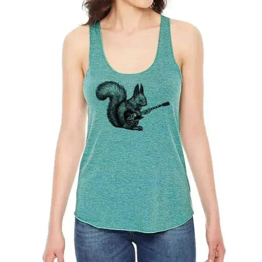 Squirrel Playing Guitar Racerback - Femstylo