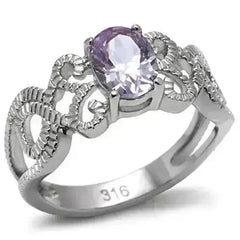 Stainless Steel Ring - Amethyst CZ & High Polish TK079 | Femstylo - Femstylo