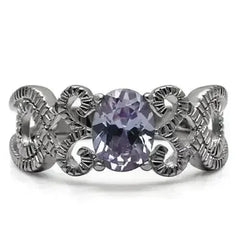 Stainless Steel Ring - Amethyst CZ & High Polish TK079 | Femstylo - Femstylo