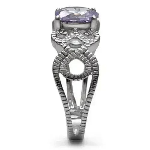Stainless Steel Ring - Amethyst CZ & High Polish TK079 | Femstylo - Femstylo