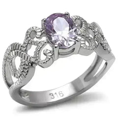 Stainless Steel Ring - Amethyst CZ & High Polish TK079 | Femstylo - Femstylo