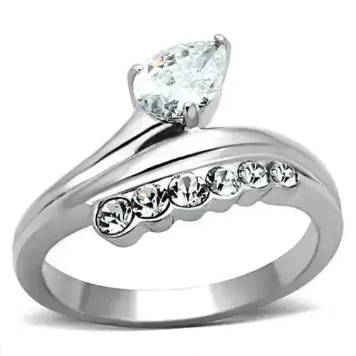 TK1080 - High polished (no plating) Stainless Steel Ring with AAA - Femstylo