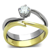 TK1092 - Two-Tone IP Gold (Ion Plating) Stainless Steel Ring with AAA - Femstylo