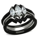 TK1347 - Two-Tone IP Black Stainless Steel Ring with AAA Grade CZ in - Femstylo