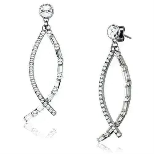 TK1806 - High polished (no plating) Stainless Steel Earrings with Top - Femstylo