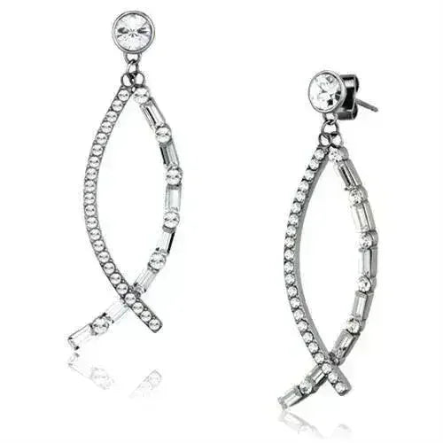 TK1806 - High polished (no plating) Stainless Steel Earrings with Top - Femstylo