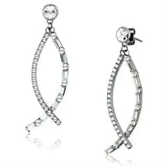 TK1806 - High polished (no plating) Stainless Steel Earrings with Top - Femstylo
