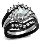 TK2188 - Two-Tone IP Black Stainless Steel Ring with AAA Grade CZ in - Femstylo