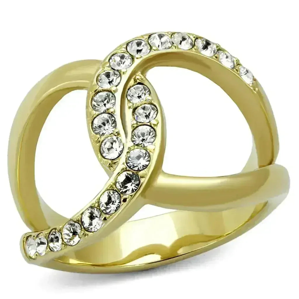 TK2253 - Two-Tone IP Gold (Ion Plating) Stainless Steel Ring with Top - Femstylo