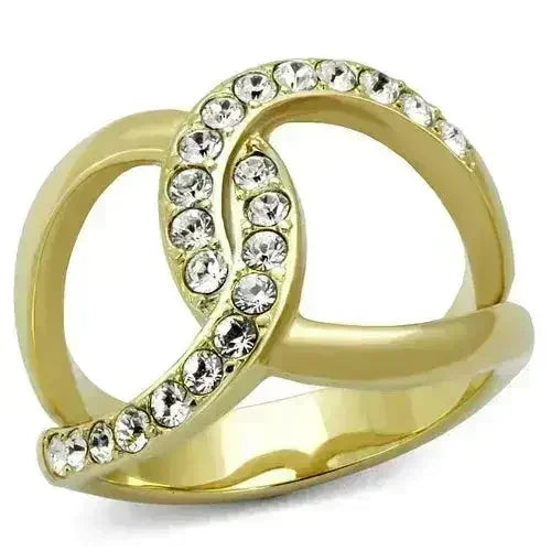 TK2253 - Two-Tone IP Gold (Ion Plating) Stainless Steel Ring with Top - Femstylo