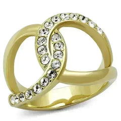 TK2253 - Two-Tone IP Gold (Ion Plating) Stainless Steel Ring with Top - Femstylo
