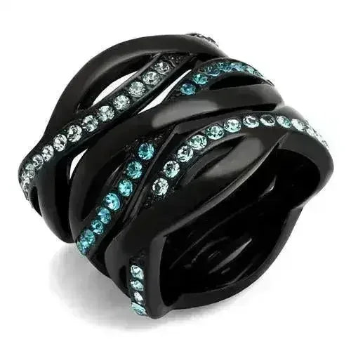 TK2492 - IP Black(Ion Plating) Stainless Steel Ring with Top Grade - Femstylo