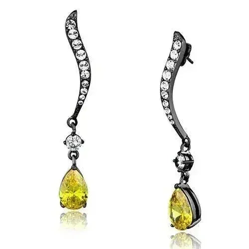IP Black Gun Stainless Steel Earrings with Topaz CZ TK2631 - Femstylo