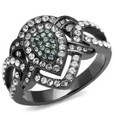 IP Gun Black Stainless Steel Ring with Multi-Color Crystals TK2679 - Femstylo
