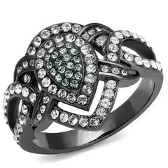 IP Gun Black Stainless Steel Ring with Multi-Color Crystals TK2679 - Femstylo